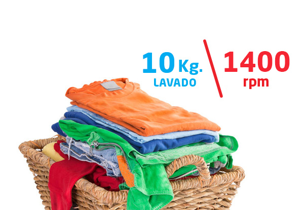 10 Kg. de capacidad de lavado \ Centrifugado 1.400 rpm
