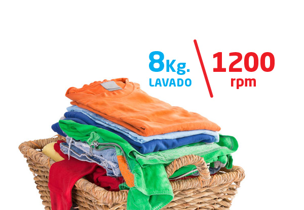 8 Kg de capacidad de lavado / Centrifugado 1200 rpm